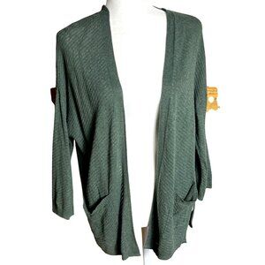 Old Navy Sweater Cardigan Open Green Lightweight 3/4 Slv Rayon Cotton Womens XS